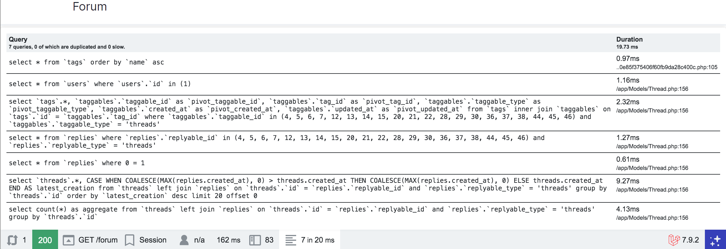 Queries Toolbar